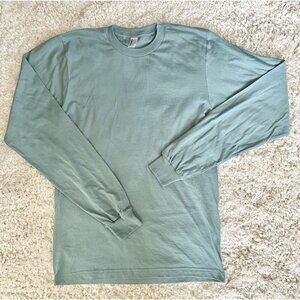 American Apparel Made in USA  Light Blue Long Sleeve Crewneck T-Shirt Cotton S E